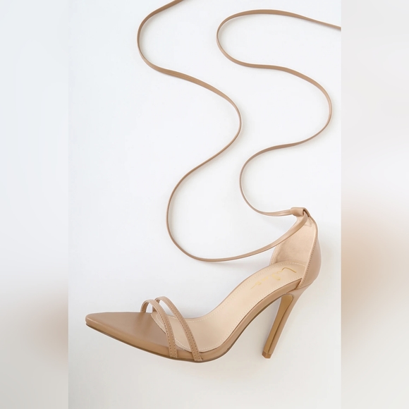 Tan Lace-Up High Heel Sandals - Picture 8 of 9